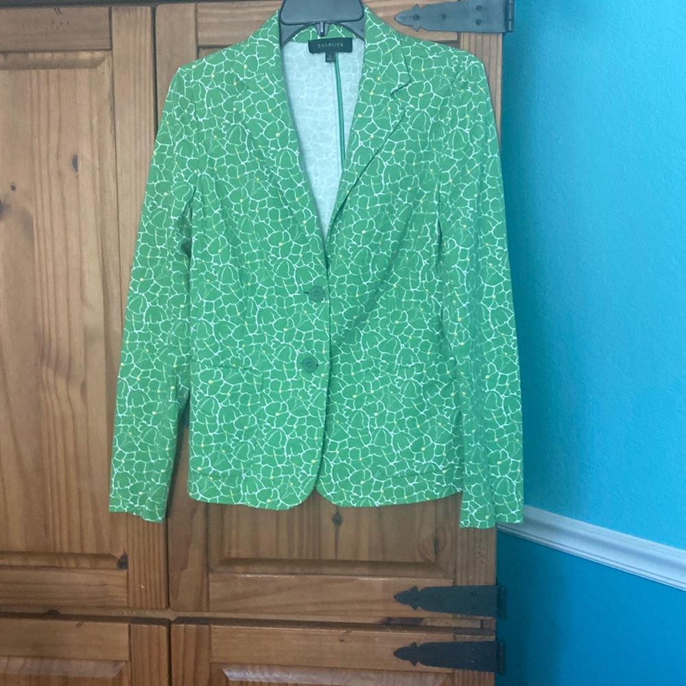 Talbots nwot green design jacket size small